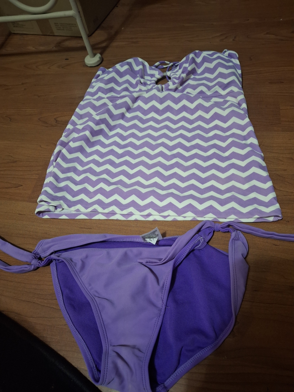 Yarn & Sea Purple Chevron Tankini Swimsuit Size M (SWI 111)